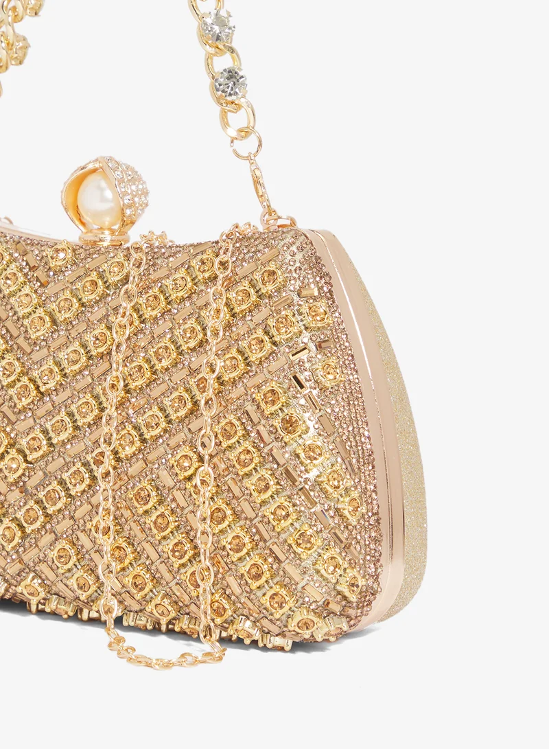 Khizana Gold Gold Embellished Detailed Clutch for Women | Best Price UAE